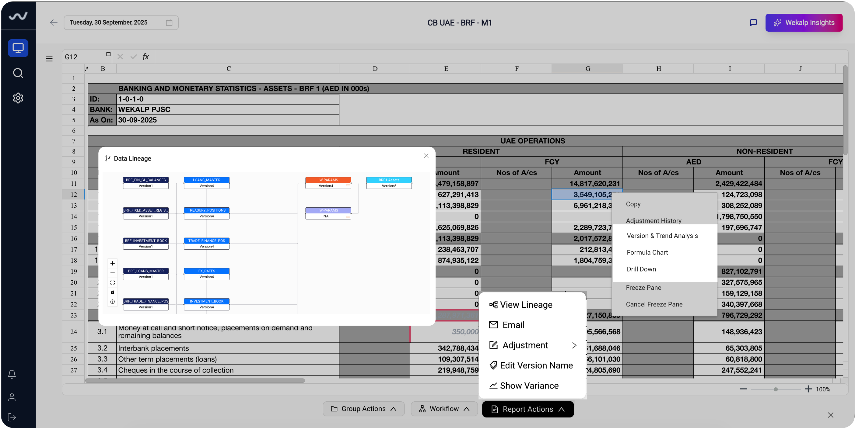 Lineage & Traceability interface